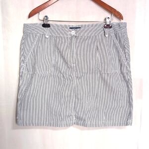 Karen Scott Blue White Striped Cotton Blend Skort Size 14
